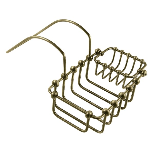 7Inch Swivel Soap and Sponge Holder, Antique Brass